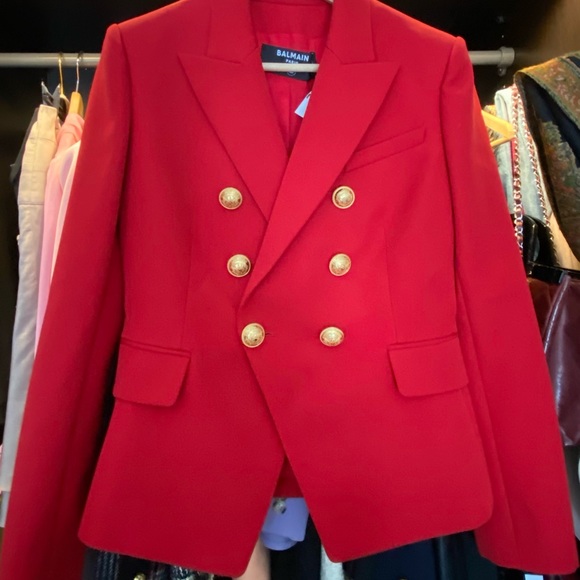 NWT Balmain blazer Grain De Poudre Double Breasted Jacket size 38 - Picture 13 of 13